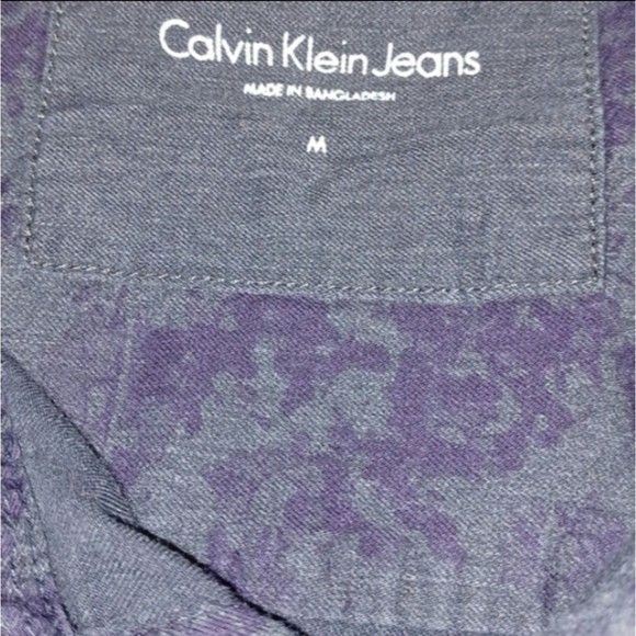 Calvin Klein Men's Button Up Marble Print Top Size M - Picture 6 of 7